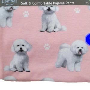 Unisex Pink Bichon Frise Dog Print Pajama Pants